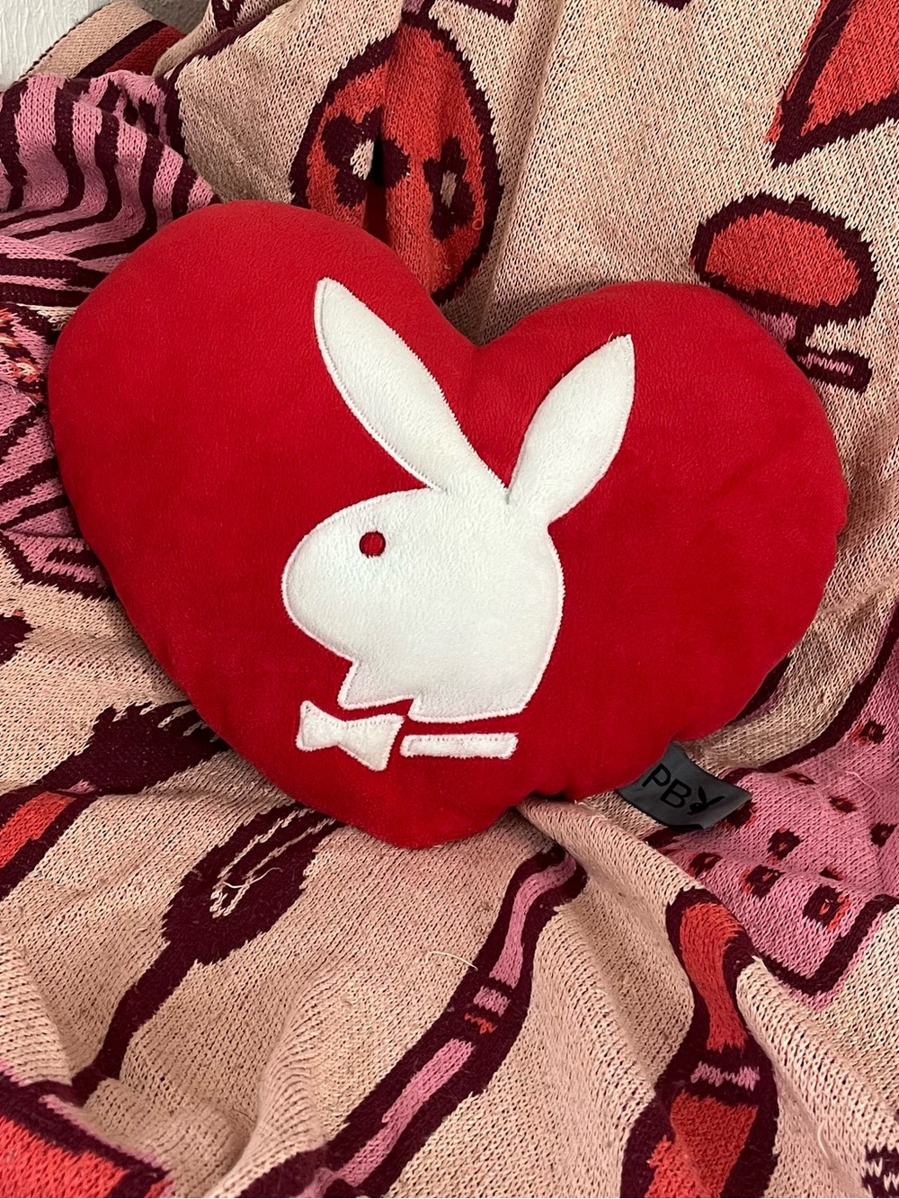 PLAYBOY Red Heart Bunny Pillow